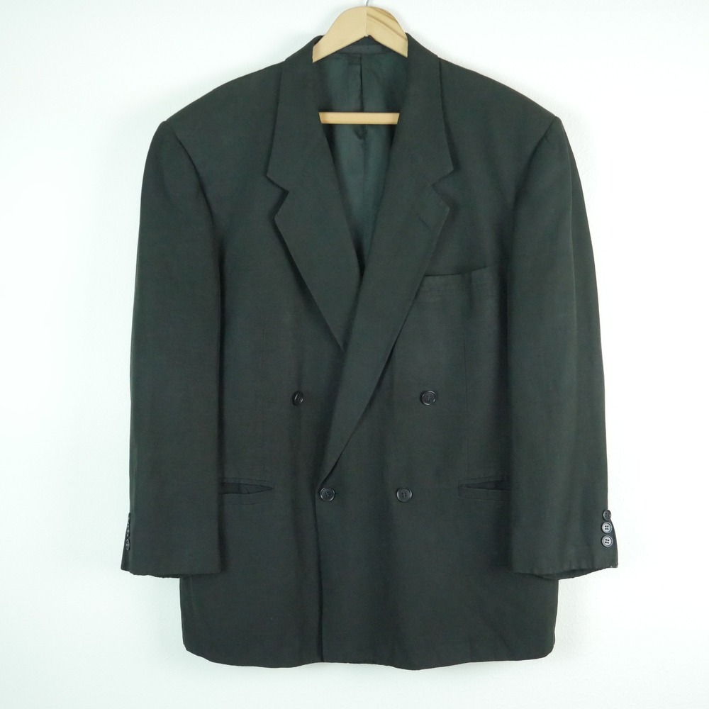V2 by Versace Vintage Black Double Breasted Blazer Sport Coat 43R Neiman Marcus